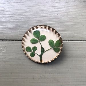 Real Three Leaf Clover Brooch